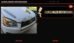 Before and after Toyota RAV4 body repair by Gunslinger Refinishing